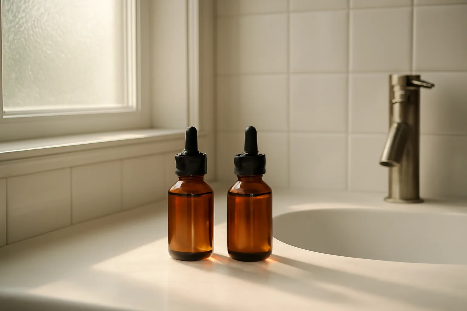 Two serum bottles representing copper peptides and argireline skincare comparison