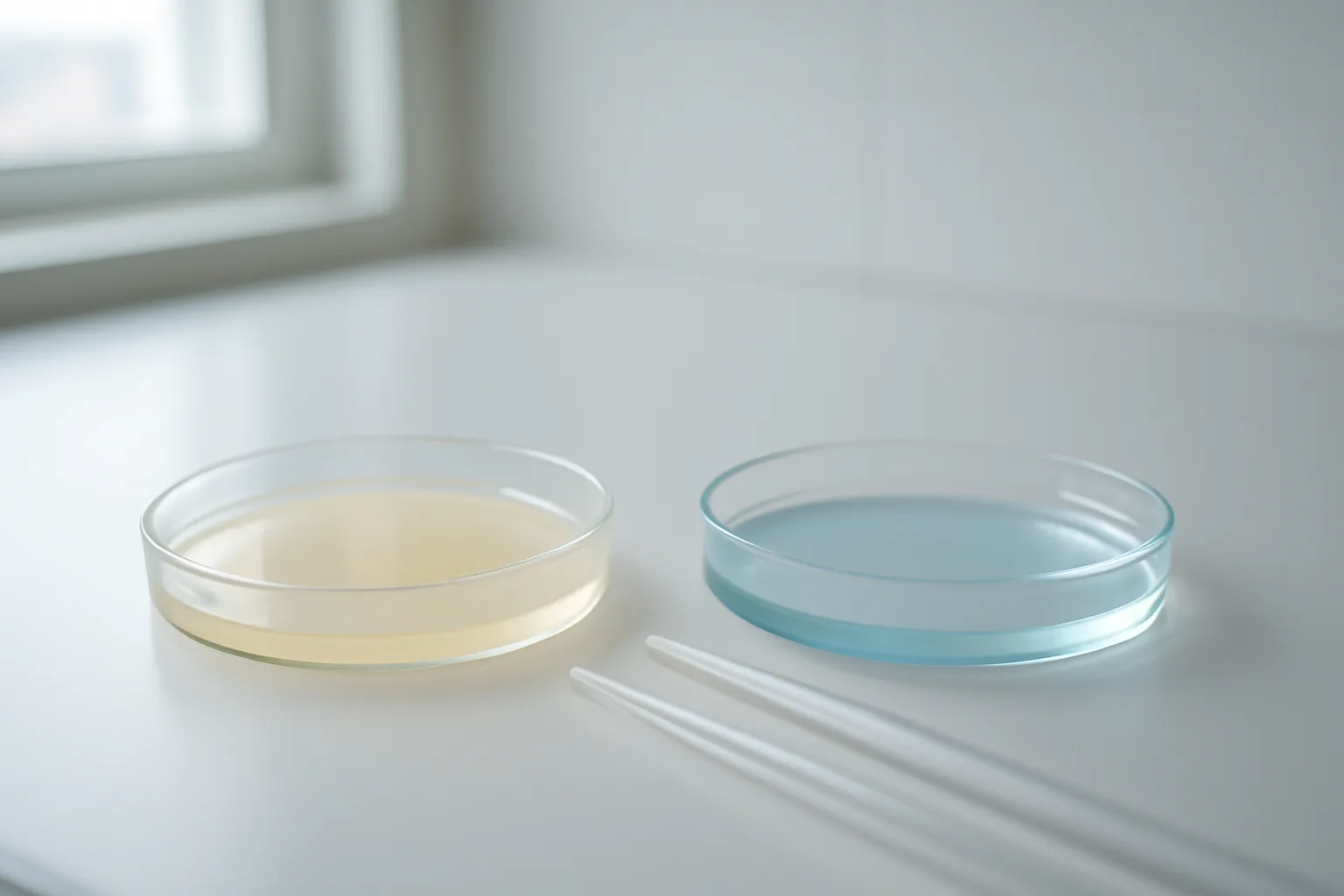 Laboratory comparison of GHK-Cu peptide and NAD+ culture solutions in petri dishes