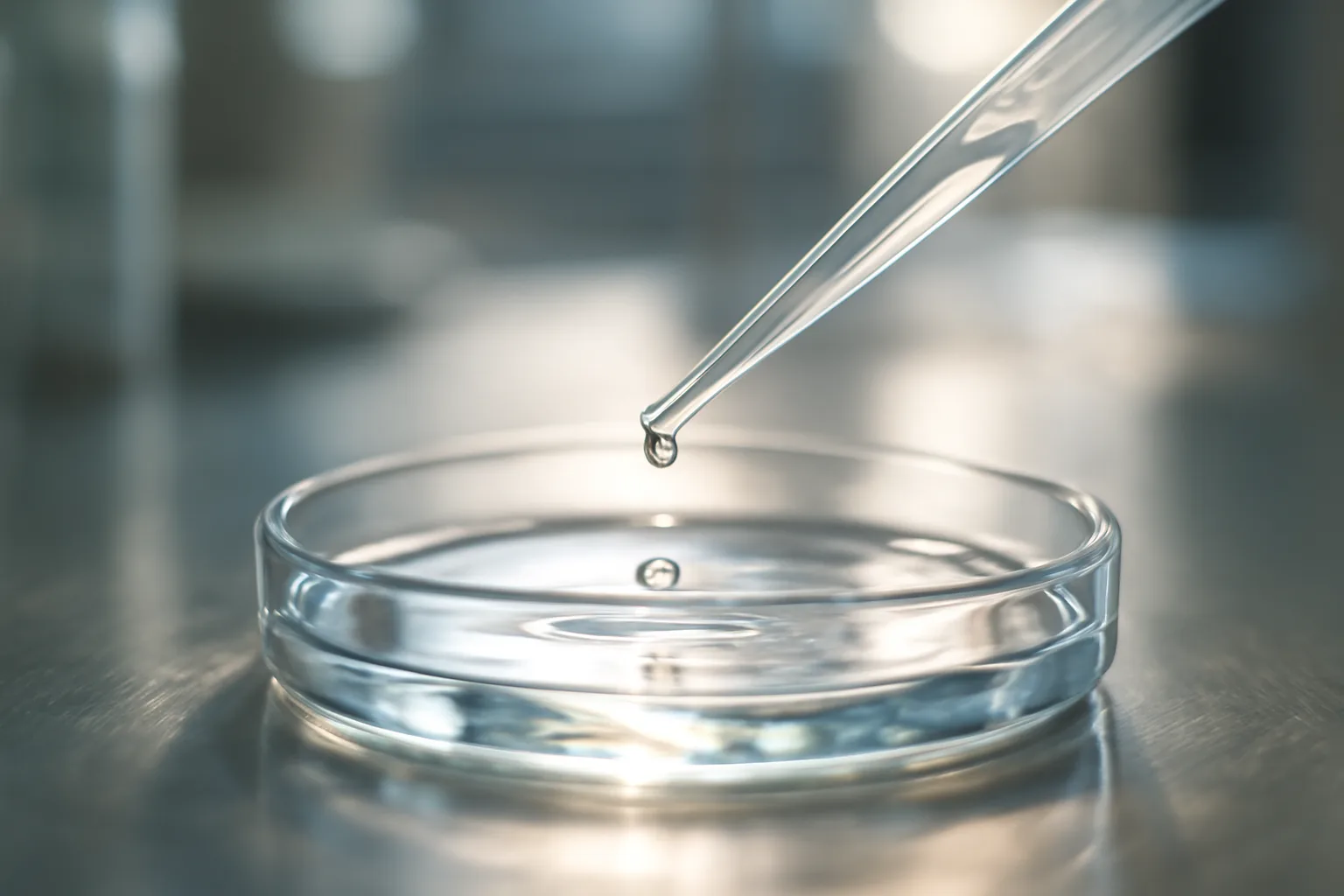 Lab pipette and petri dish representing copper peptide GHK-Cu hair growth research setting